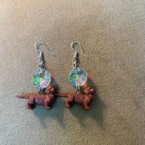 Dachshund dangle earrings